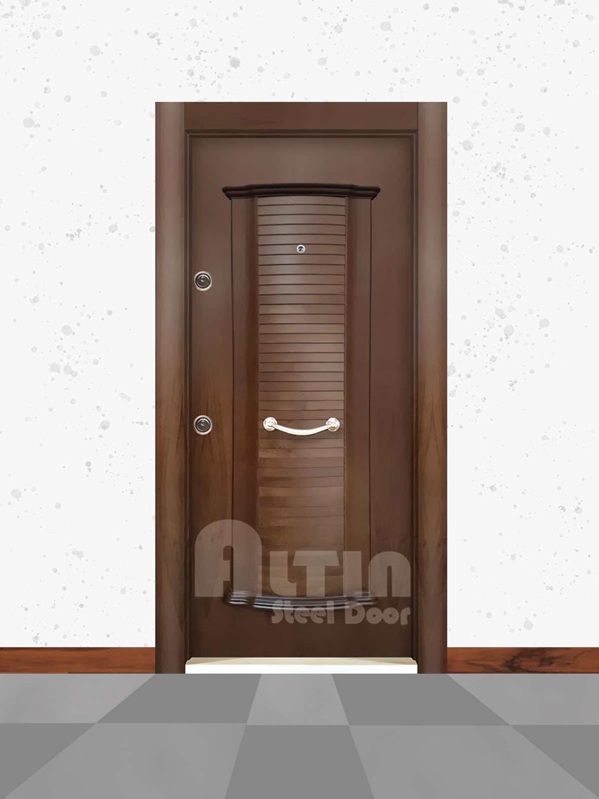 درب ضد سرقت برجسته گردویی مدل 1005