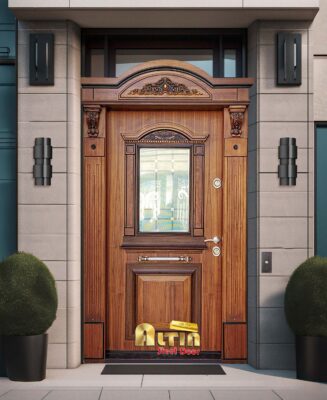 درب ضد سرقت برجسته گردویی آلتین مدل 1038