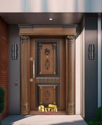 درب ضد سرقت برجسته گردویی آلتین مدل 1036