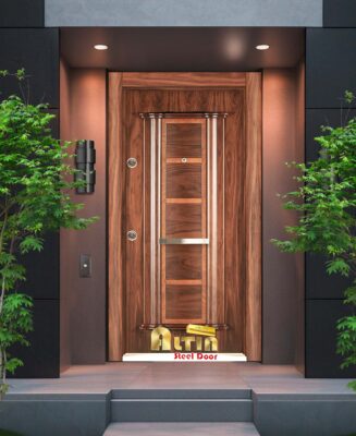 درب ضد سرقت برجسته گردویی آلتین مدل 1035